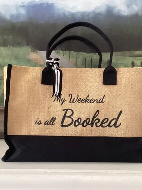 My Weekend Is All Booked Canvas Jute Tote Bag Summer Beach Farmers Market Travel